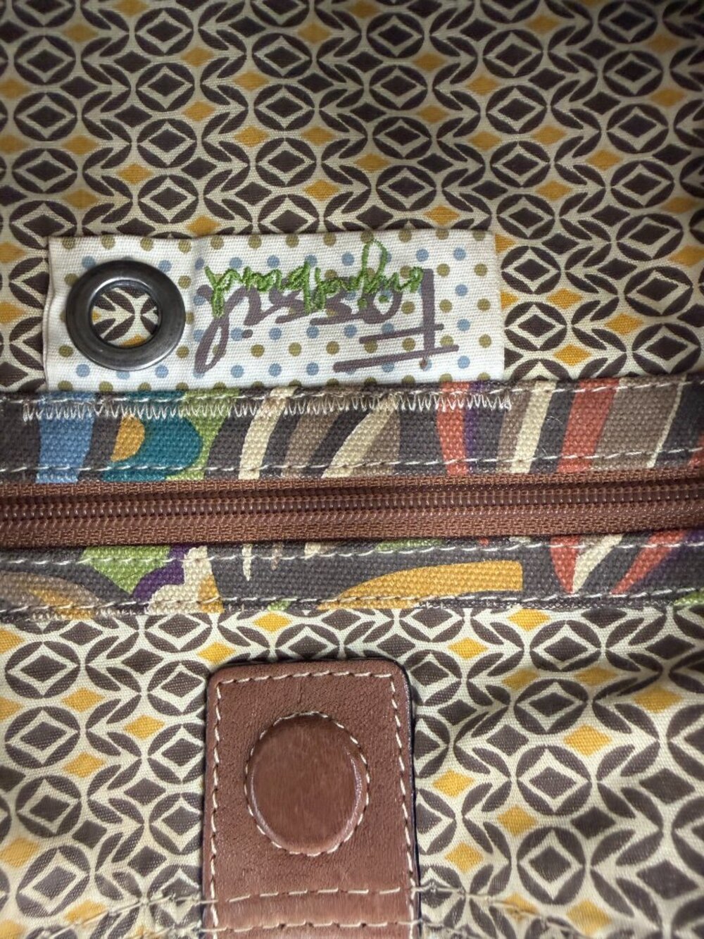 Nice Vintage Fossil Multi Color Floral Pattern Handbag - Picture 6 of 10